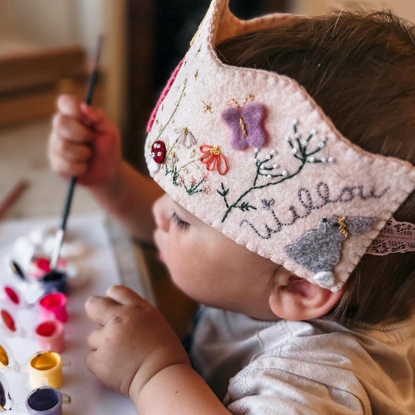 Hand-Sewn Felt Birthday Crown | Custom Embroidered Children's Party Hat