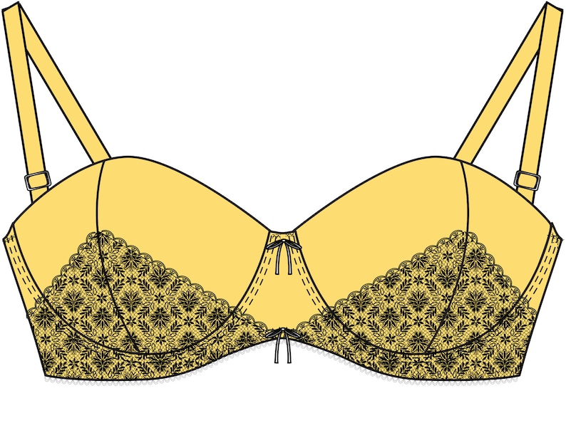Balconette Bra Technical Drawing in AI File - Etsy