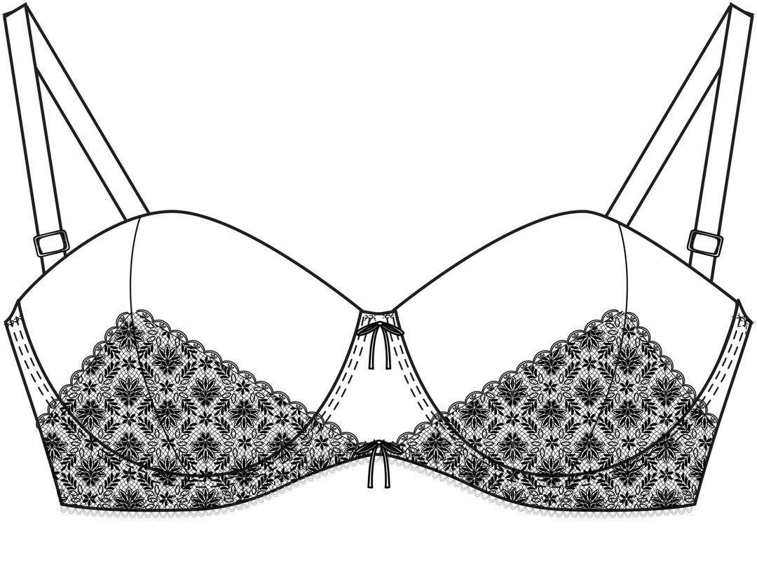 Balconette Bra Technical Drawing in AI File - Etsy