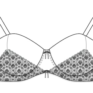 Balconette bra Technical Drawing in AI file