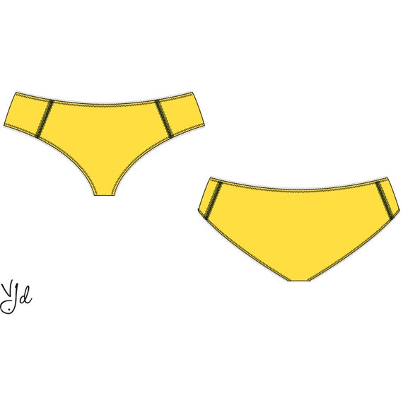 Dibujo técnico de trabajo para tanga brief en archivo AI