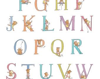 Little Moo Nursery Alphabet Poster Print