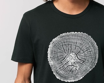 ALLOTMENT ASH - 100% Organic T-shirt Unisex eco vegan Friendly Tree Ring TEE