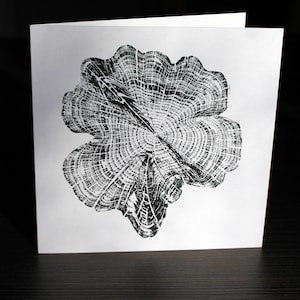 Carte de voeux d'artiste/d'artiste Anneau de cèdre imprimé ECO Nature Design - uni à l'intérieur