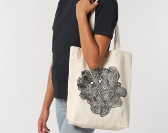 Eco Friendly Recycled Natural Cotton Canvas TOTE BAG - YEW Tree Ring Design