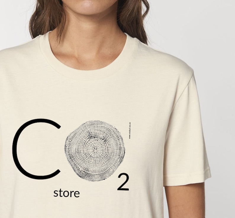 CO2 BUTIK - 100% ekologisk t-shirt miljövänlig klimatförändring trädbudskap bild 1