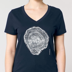 CYPRESS v neck eco tree print T-Shirt, sustainable fashion burgundy top
