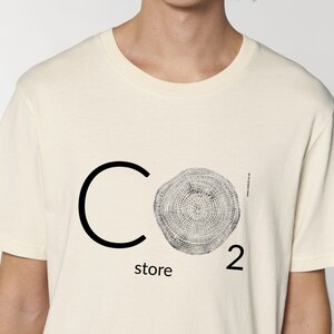 CO2 BUTIK - 100% ekologisk t-shirt miljövänlig klimatförändring trädbudskap Vintage White