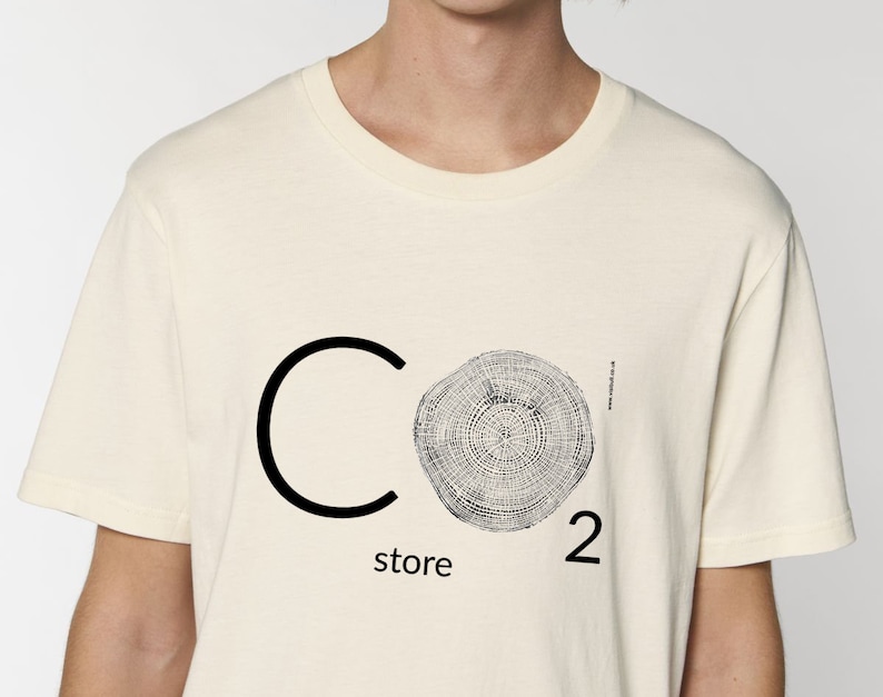 CO2 BUTIK - 100% ekologisk t-shirt miljövänlig klimatförändring trädbudskap Vintage White