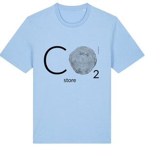 CO2 BUTIK - 100% ekologisk t-shirt miljövänlig klimatförändring trädbudskap Blue Soul
