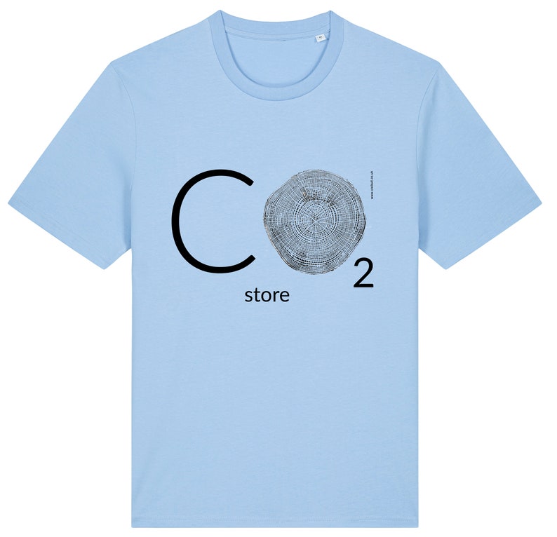 CO2 BUTIK - 100% ekologisk t-shirt miljövänlig klimatförändring trädbudskap Blue Soul
