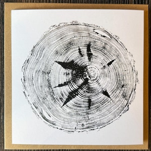 Kunst/Künstler Grußkarte PINE STAR Baum Ring Print Nature Design