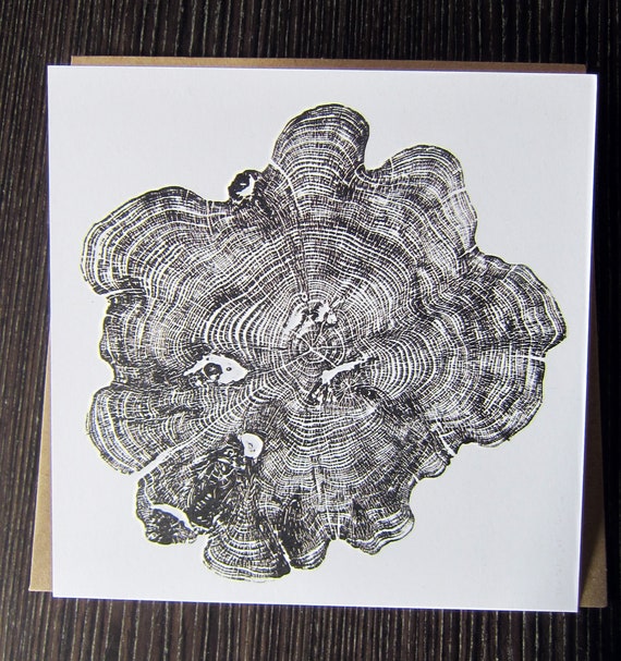 Art Artist Greeting Card YEW Tree Ring Print Nature Design Plain
