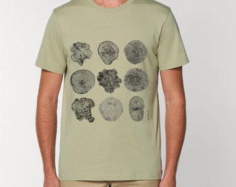 NINE WOODS - 100% Organic T-shirt Tree Ring Nature Art Sustainable Tee Shirt