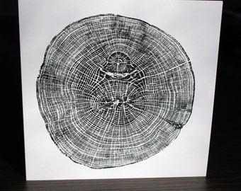 Art / Artist Greeting Card OAK Tree Ring Print Nature Design - plain inside acorn