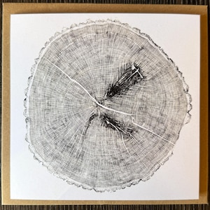 Art / Artist Greeting Card WORCS OAK Tree Ring Print Nature Design