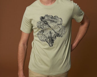 CEDAR STAR - 100% Organic T-shirt Unisex eco Tree Ring Art Print Woodland Forest sustainable