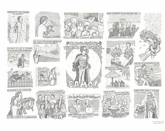 Custom Illustration Comic Strip Commission - Original Ink Cartoon Panel Narrative In Various Sizes Bespoke Birthday, Wedding, Anniversary Gi