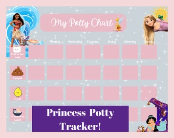 Princess Potty Chart for Toddlers | Princess Potty Training | Printable | Princess Themed | Kids Training