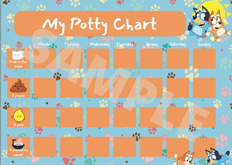 Bluey Potty Chart For Toddlers Toddler Potty Training Etsy Hong Kong
