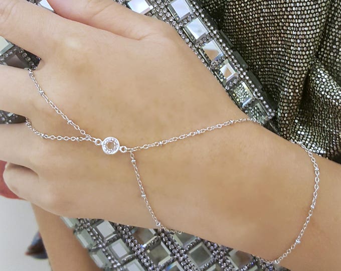 Silver Hand Bracelet, Silver Hand Chain, Bohemian Chain Bracelet