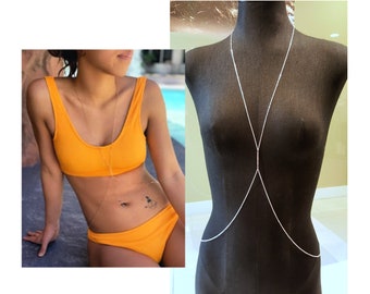 Minimalist Body Chain, Silver or Gold Bar Body Chain, Y Drop Body Chain, Body Chain Jewelry, Festival Jewelry