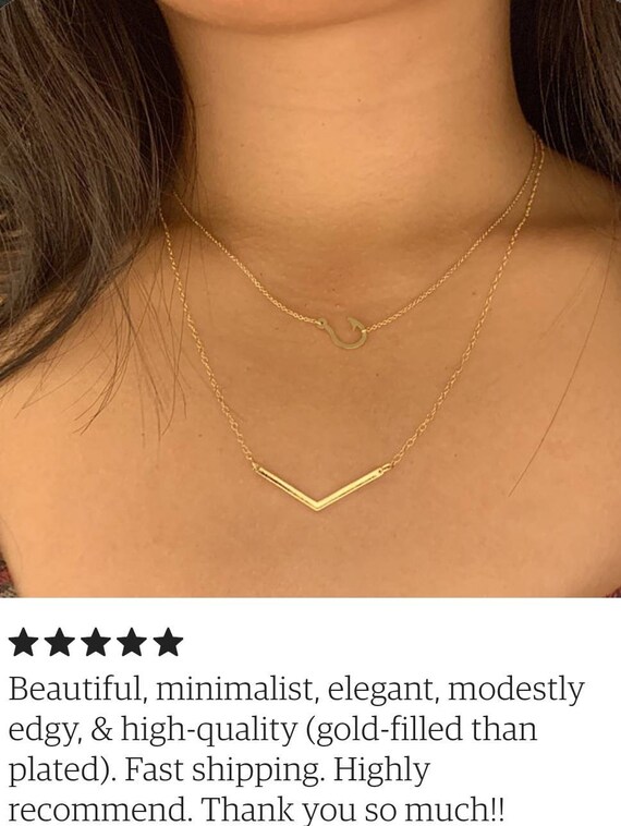 14k Gold Filled V Necklace Gold Chevron 