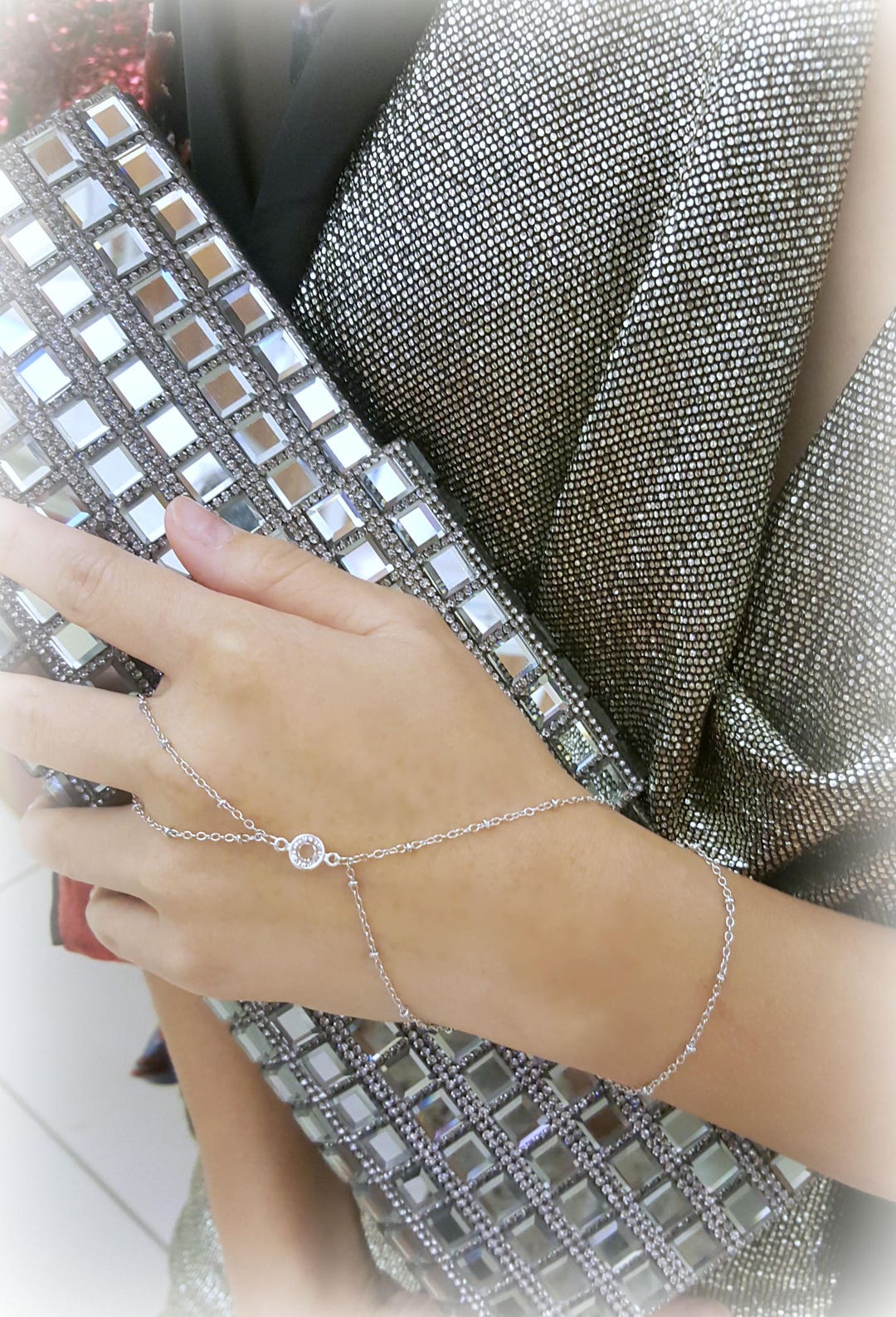 Silver Hand Bracelet, Silver Hand Chain, Bohemian Chain Bracelet