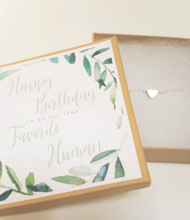 Birthday Gift Necklace \u2022 Small Heart Initial Necklace \u2022 Gift for Woman \u2022 Meaningful Gift \u2022 Happy Birthday To My All Time Favorite Human