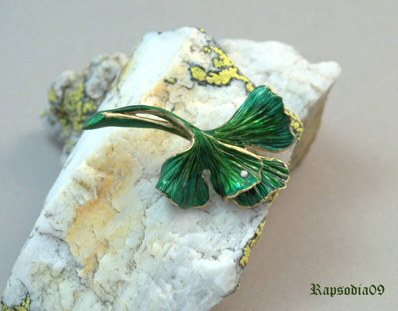 swarovski ginkgo brooch