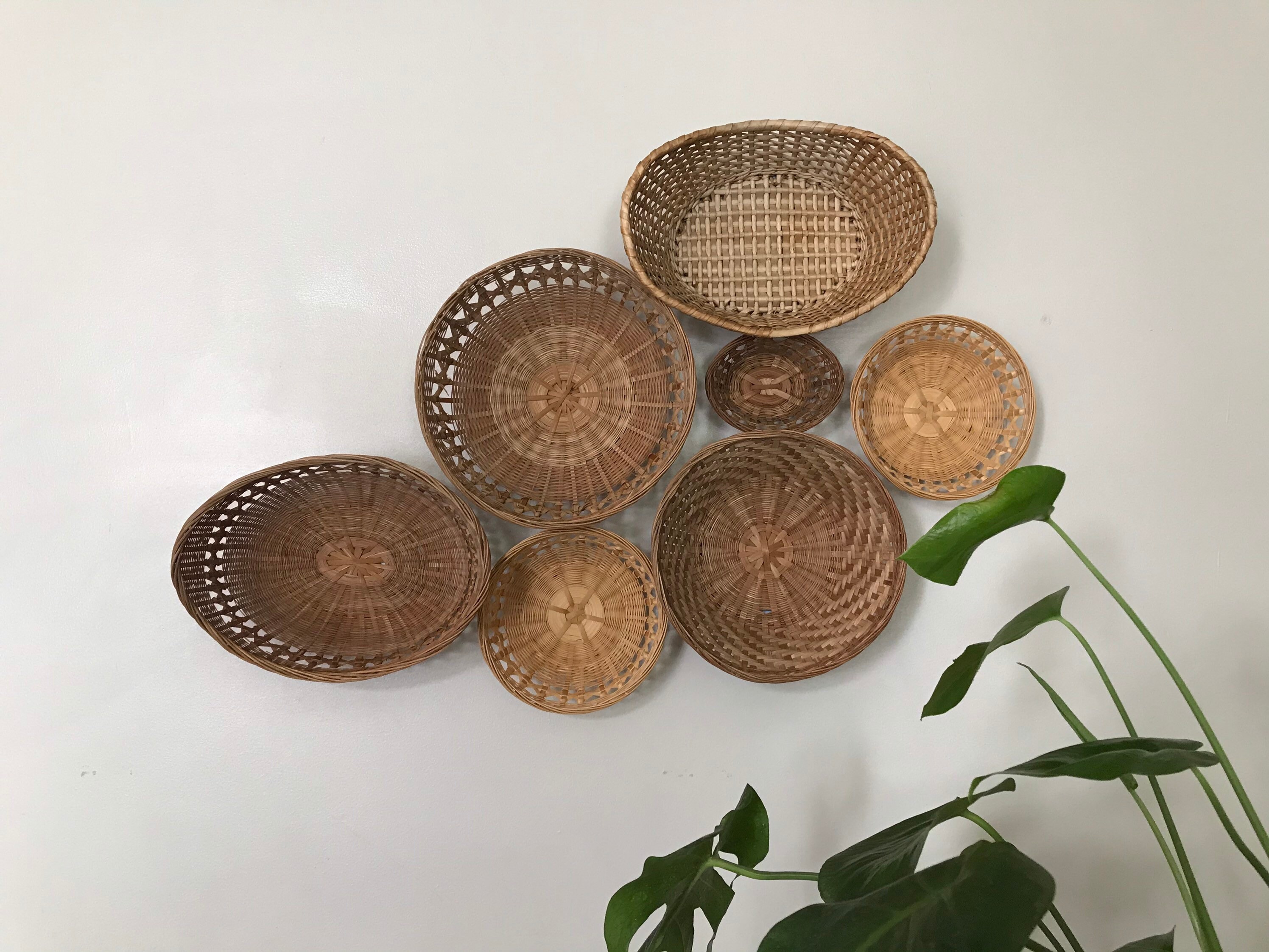 Vintage Wall Baskets Woven Bohemian Modern Boho Home Etsy