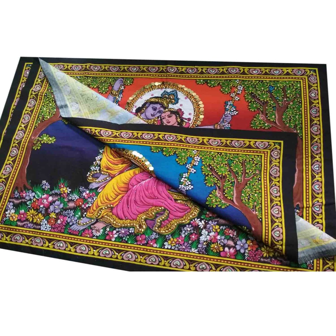 Radha Krishna Jula Wall Hanging Tapestry Indian Religeous Etsy