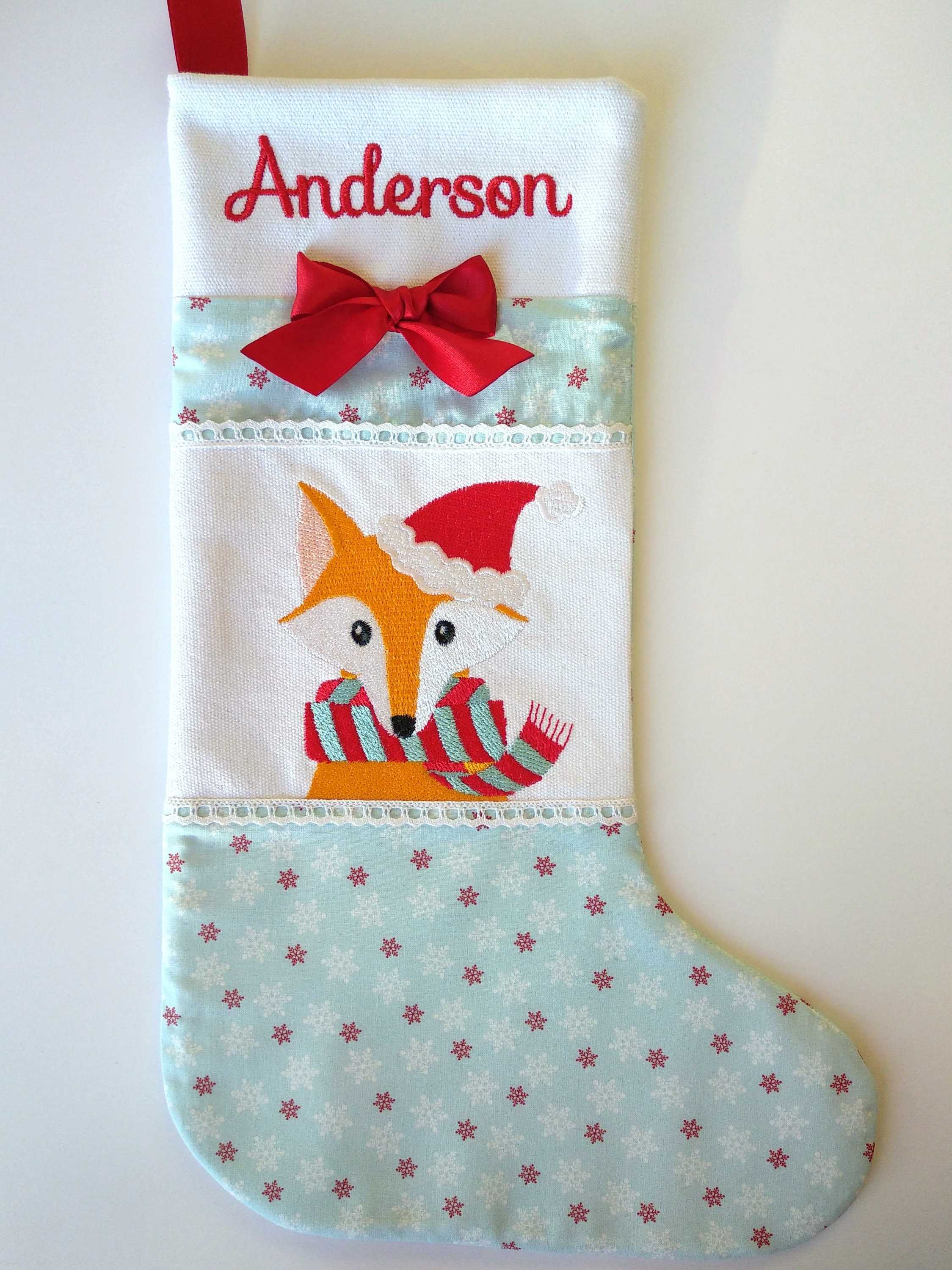 Fox Christmas stocking personalized stocking animal  Etsy