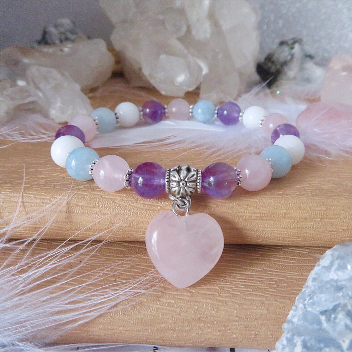 Anxiety Bracelet Healing Crystal Beaded Bracelet Calming Etsy