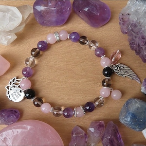 Breast Cancer Awareness Bracelet, Chemotherapy Affirmation, Beaded Gemstone Gift
