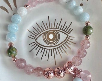 Braccialetto con messaggio di affermazione per la fertilità e la fecondazione in vitro, con pietre preziose che trasmettono energia positiva, regalo per lei.