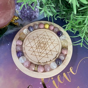 Affirmation & Motivation Bracelet for breast cancer awareness survivor  | Gemstone Gift for lady
