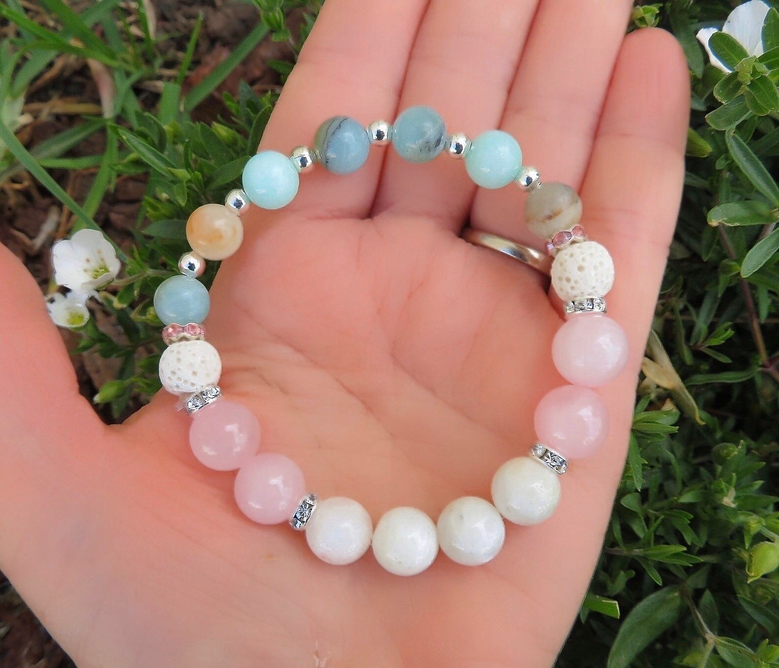 Rose Quartz Amazonite Moonstone Lava Stone Reiki Charged Etsy