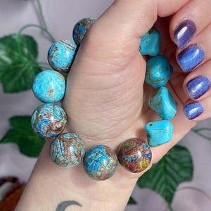 Emotional Calm Blue Calcite Silica Bracelet: Crystal Intention Gift
