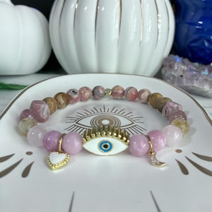 Love Protection & Happiness Affirmation Gemstone Bracelet, Aromatherapy Diffuser Jewelry