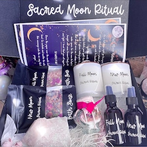 Mystery Gift Box, Sacred Moon Ritual Crystal, Bath & Candle Pamper Gift Box for her