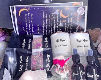 Mystery Gift Box, Sacred Moon Ritual Crystal, Bath & Candle Pamper Gift Box for her