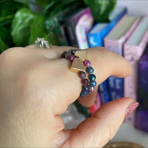 Gemstone stackable elasticated intention rings