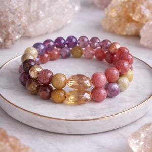Mookaite Amethyst Sunstone Bracelet : Strength Grounding Inner Balance