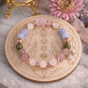 AFFIRMATION Bracelet for Fertility, Gemstone beaded Stretch Bracelet, Gift for her