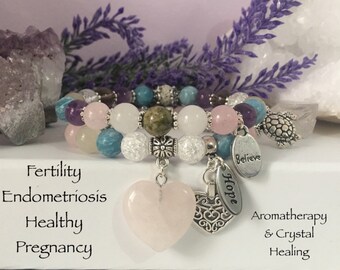 Fertility Endometriosis Hormonal Balance Healthy Pregnancy & Beyond Essential Oil Diffuser Bracelet reiki infused