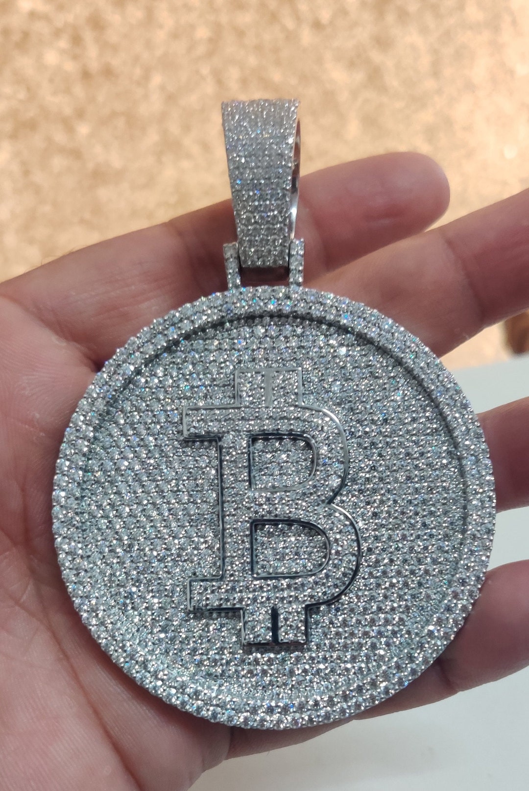 Iced Bitcoin Pendant - Gold