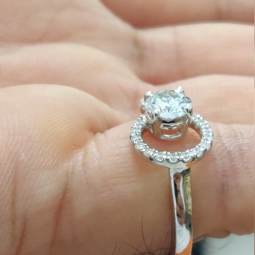 Moissanite Ring 1.86 Ct Near White Round Cut Moissanite Engagement Wedding Art Deco Ring 925 shops Sterling Silver All Ring Size