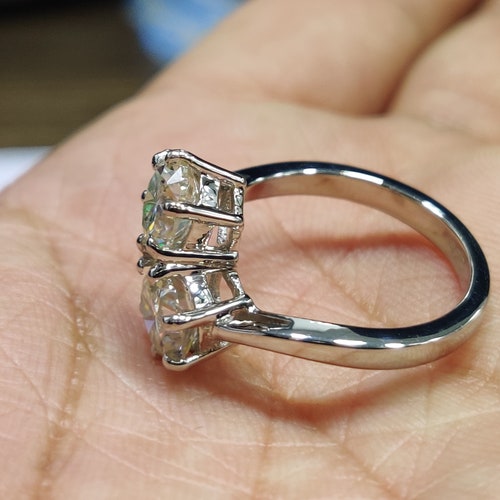 Moissanite Ring 2 Ct Round Cut Colorless Moissanite Engagement Wedding 2 Stone Ring 925 Sterling Silver All Ring shops Size