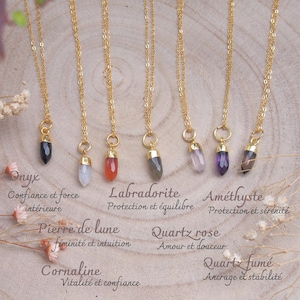 Collier pointe de cristal quartz fumé naturel